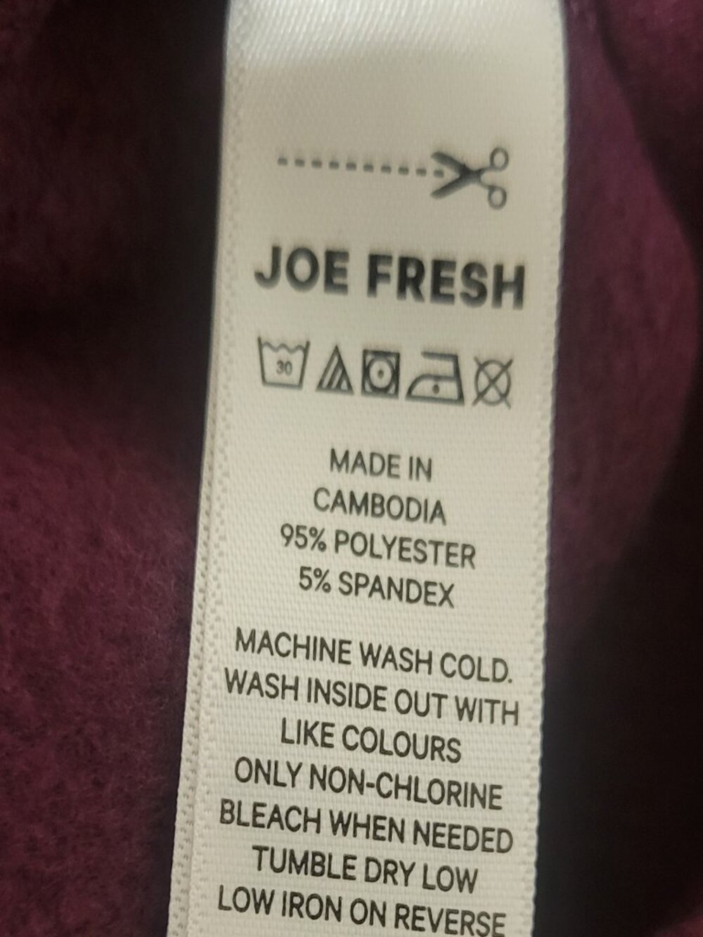 Joe Fresh Active Fleece Pants Maroon / Burgundy (Size Large) - Picture 4 of 4